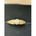 9ct Gold ring set with 3 diamonds Size O 2g