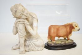 Resin Buddha & resin bull