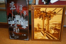 Chinese panel with mother of pearl inlay together
