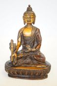Gilt bronze buddha on lotus throne
