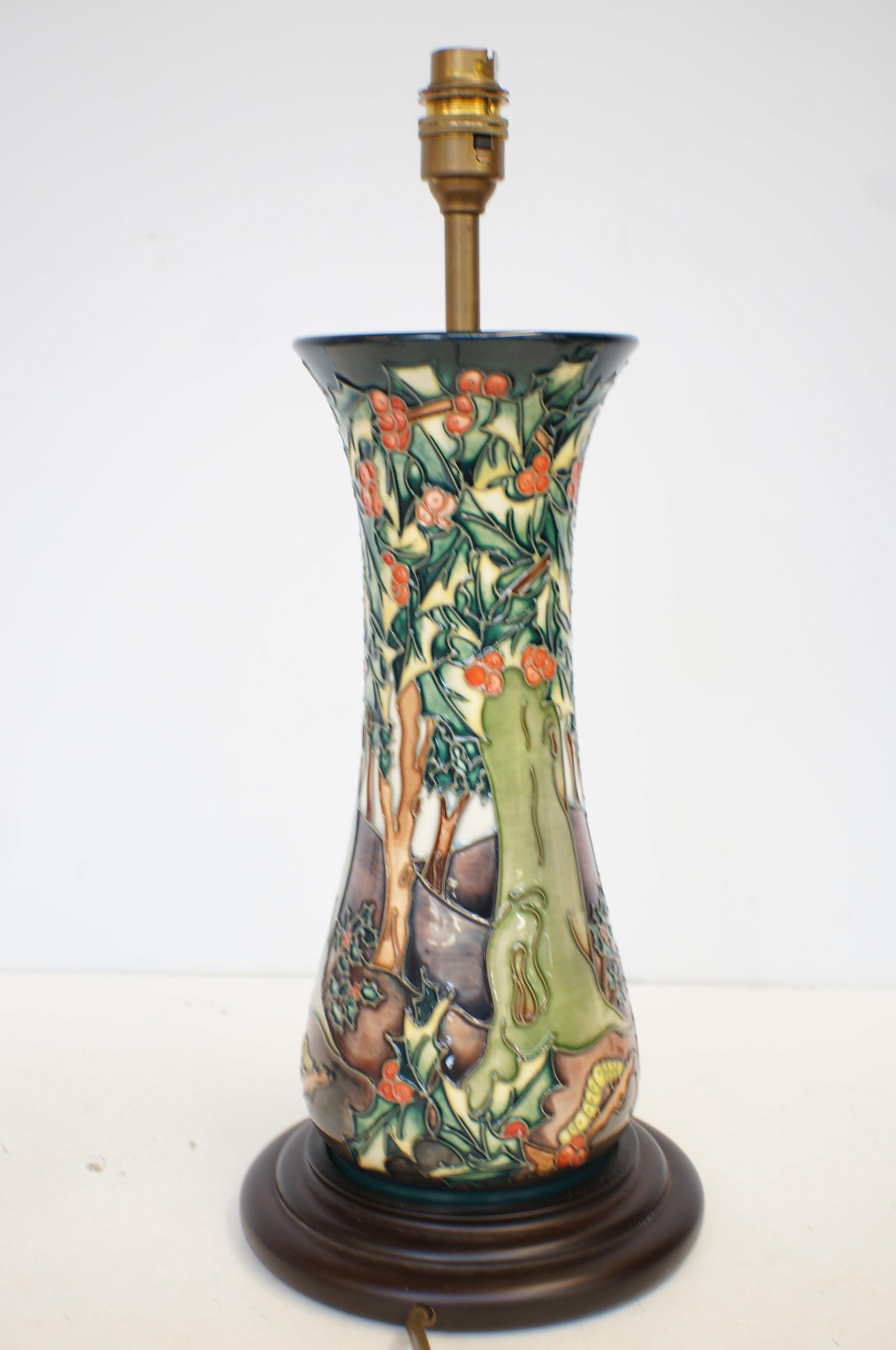 Moorcroft large lamp Holly hatch pattern