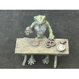 Bergman style bronze - frog sitting at table