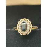 9ct Gold ring set with sapphires & diamonds Size O