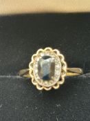 9ct Gold ring set with sapphires & diamonds Size O