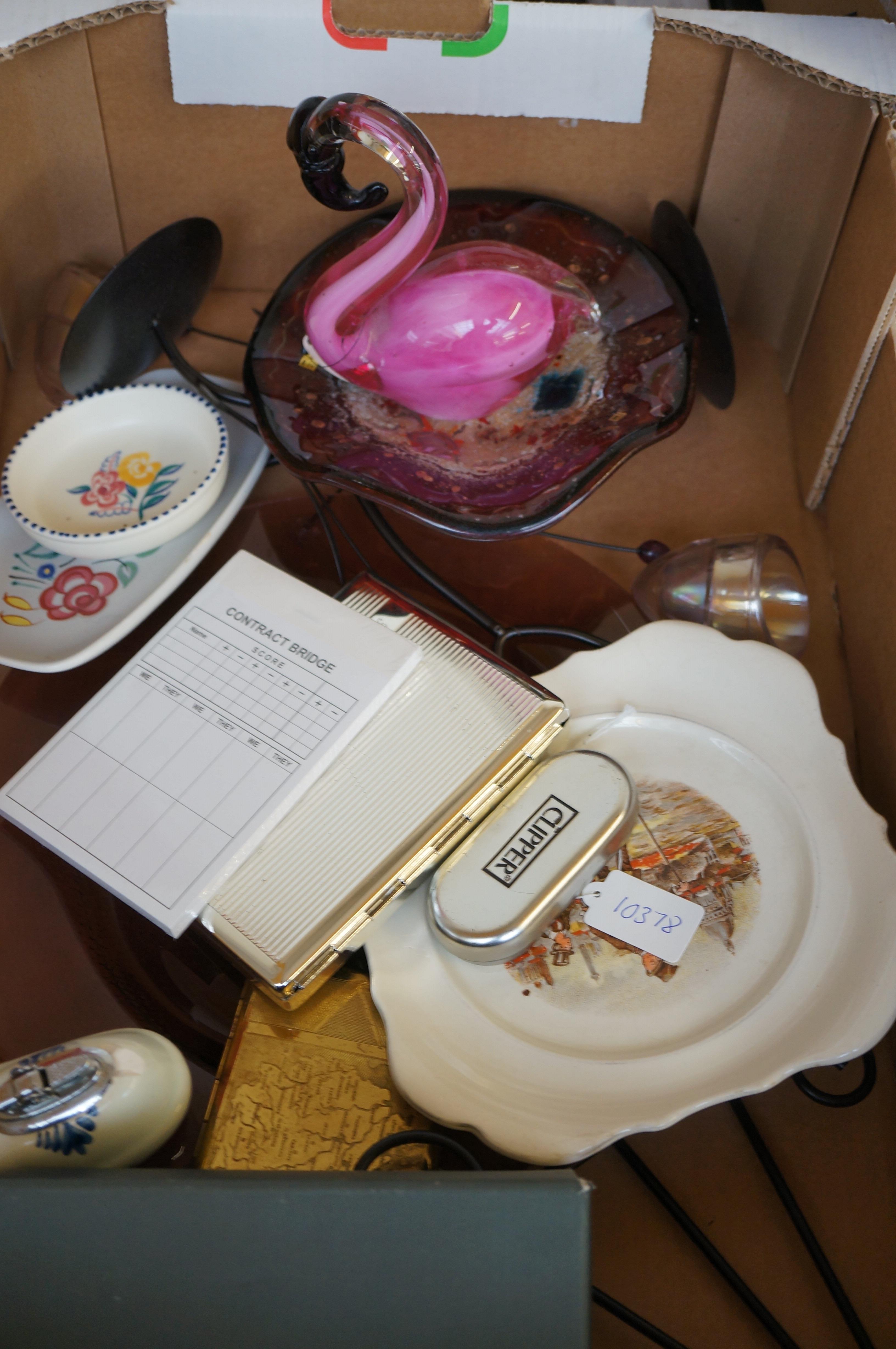 Box of collectables to include Poole pottery & art