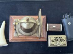 Brass bell & other collectables