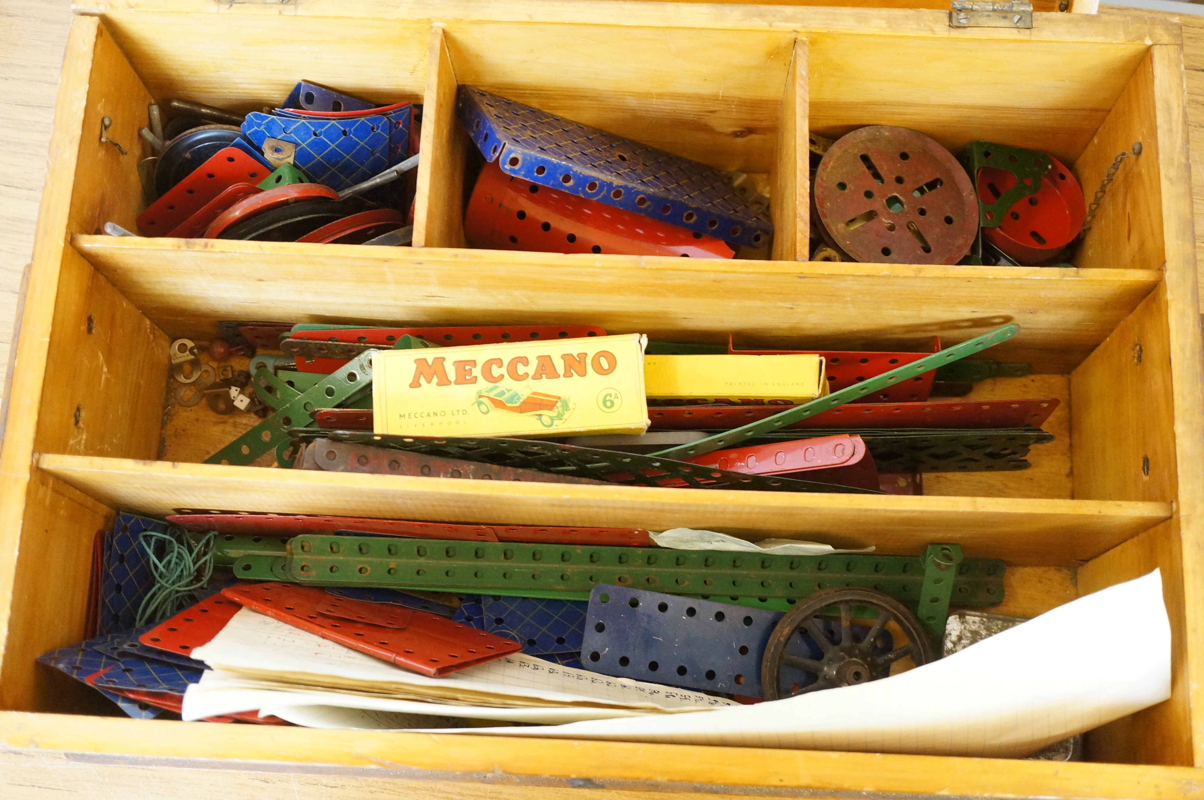 Collection of Meccano in wooden box