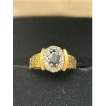 18ct Gold ring set with sapphire & diamonds Size K