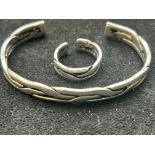 Silver bangle & matching ring