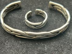 Silver bangle & matching ring