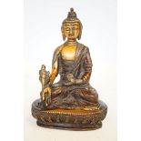 Gilt bronze buddha on lotus throne