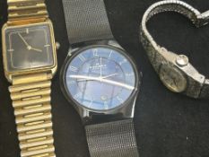 Skagen Denmark titanium wristwatch together with a