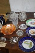 Collection of glass ware to include cabinet plates