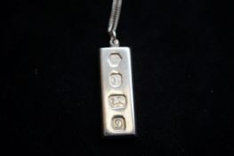 Silver ingot necklace