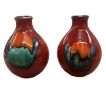 Pair of Poole Pottery vases 13cm