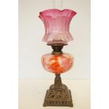 Early 20th century oil lamp with glass reservoir