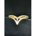 9ct Gold wishbone ring Size Q 1.1g