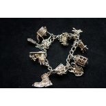 Silver charm bracelet 12 charms