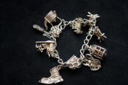 Silver charm bracelet 12 charms