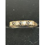 9ct Gold ring set with sapphire & white stone Size