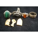 Silver & white metal rings & others