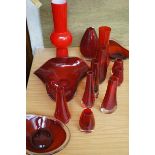 Collection of red art glass
