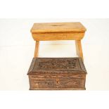 Carved Jewellery box & wooden stool
