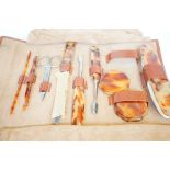 Leather tortoise shell manicure set