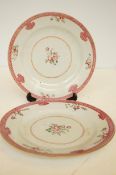 Pair of late 18th century Chinese hand painted pla