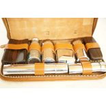 Mens vintage leather grooming/shaving travel kit