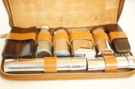 Mens vintage leather grooming/shaving travel kit