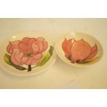 2 Moorcroft pink magnolia dish & coaster