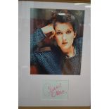 Framed Celine Dion signature with picture - No coa