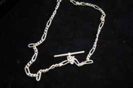 Silver T-bar figaro neck chain
