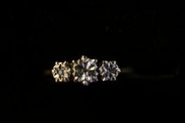 9ct Gold ring set with 3 diamonds Size M
