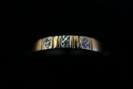 9ct Gold ring set with 3 diamonds Size O