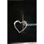 9ct White gold chain with heart shaped pendant set