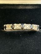 9ct Gold ring set with sapphires & diamond Size U