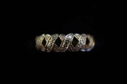 9ct Gold ring set with diamonds Size O