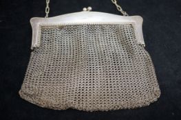 White metal chain mail purse