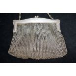 White metal chain mail purse