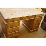 Twin pedestal pine desk