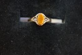 9ct Gold ring set with tigers eye Size E
