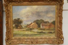 Owen Waters oil on board titled cottage at Thunre
