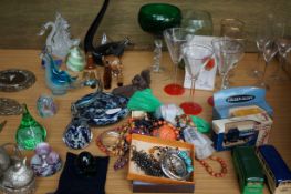 Collection of art glass, costume jewellery & other