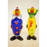 2x Murano art glass clowns