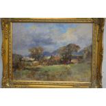 Owen Waters Oil on board titled a Norfolk farm