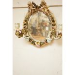 Italian porcelain mirror with candle sconces - min