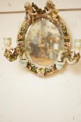 Italian porcelain mirror with candle sconces - min