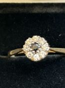 9ct Gold ring set with sapphire & cz stones Size U
